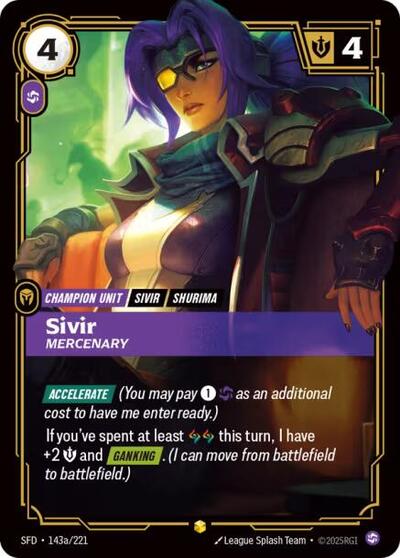 Sivir, Mercenary - 143a/221 - Showcase (Alternate Art) - Spiritforged