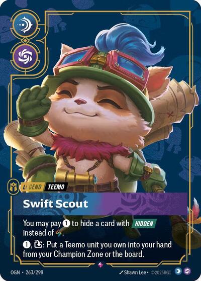 Teemo, Swift Scout (Metal) (Best Of) - 263/298 - Promo - Riftbound Organized Play Promotional Cards