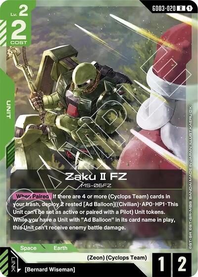 Zaku II FZ - GD03-020 - RARE - Steel Requiem