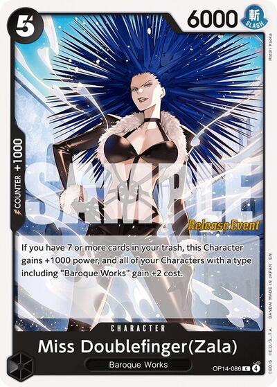 Miss Doublefinger(Zala) - OP14-086 - Common - The Azure Sea's Seven Release Event Cards