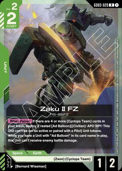 Zaku II FZ (GD03 Release Event) - GD03-020 - RARE - Gundam Promotional Cards