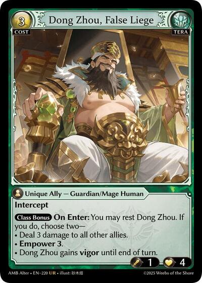 Dong Zhou, False Liege - 220 - Ultra Rare - Mortal Ambition Alter Edition