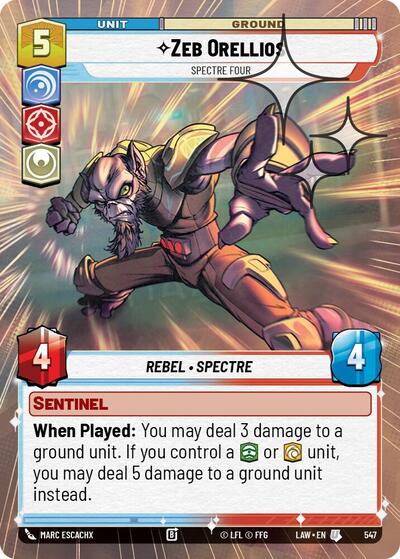 Zeb Orellios - Spectre Four - 547 - Uncommon (Hyperspace Foil) - A Lawless Time