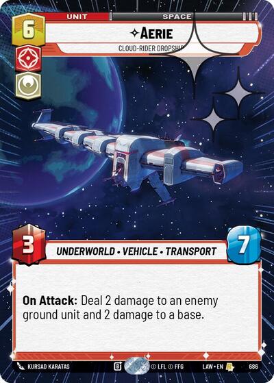 Aerie - Cloud-Rider Dropship - 686 - Rare (Hyperspace Foil) - A Lawless Time