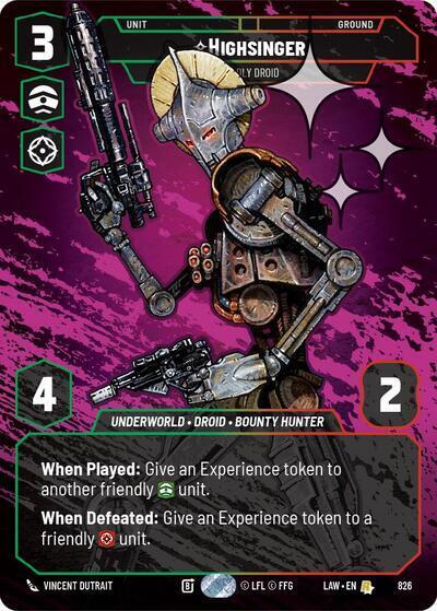 Highsinger - Deadly Droid - 826 - Rare (Prestige Foil) - A Lawless Time