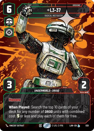 L3-37 - Radical Instigator - 829 - Legendary (Prestige Foil) - A Lawless Time
