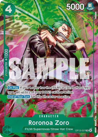 Roronoa Zoro - OP13-037 - Treasure Rare - Adventure on Kami's Island