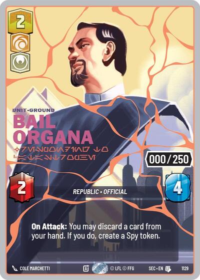 Bail Organa - Responding to Catastrophe (Serialized) (Rose Gold) - 1129 - Uncommon - Secrets of Power