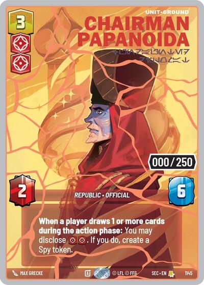 Chairman Papanoida - Undaunted Diplomat (Serialized) (Rose Gold) - 1145 - Rare - Secrets of Power