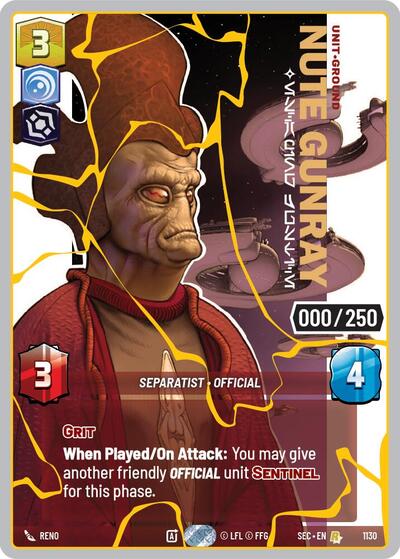 Nute Gunray - Escaping Justice (Serialized) (Gold) - 1130 - Rare - Secrets of Power