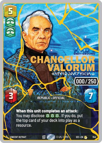 Chancellor Valorum - Civil Servant (Serialized) (Gold) - 1142 - Rare - Secrets of Power