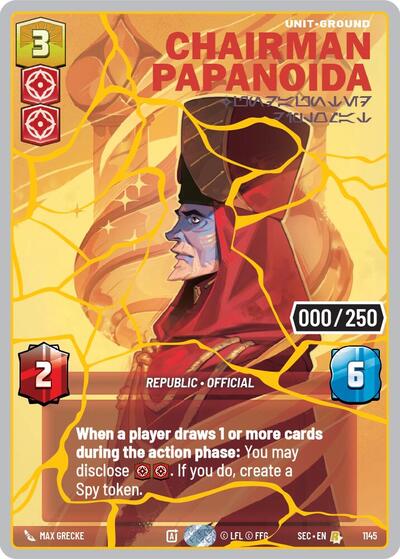 Chairman Papanoida - Undaunted Diplomat (Serialized) (Gold) - 1145 - Rare - Secrets of Power