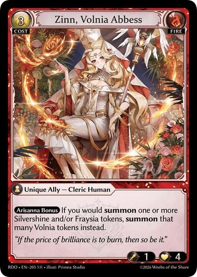 Zinn, Volnia Abbess - 205 - Super Rare - Radiant Origins