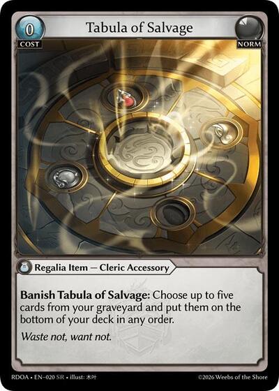 Tabula of Salvage - 020 - Super Rare - Radiant Origins