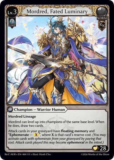 Mordred, Fated Luminary - 004 - Super Rare - Mordred Re: Collection, Aurelian Regent