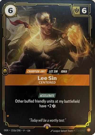 Lee Sin, Centered - 151b/298 - Rare - Riftbound Organized Play Promotional Cards