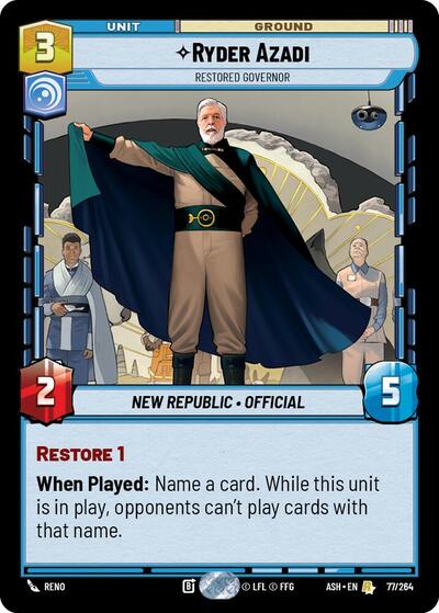 Ryder Azadi - Restored Governor - 77/264 - Rare - Ashes of the Empire