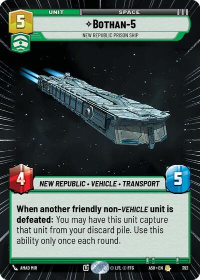 Bothan-5 - New Republic Prison Ship - 392 - Rare (Hyperspace) - Ashes of the Empire