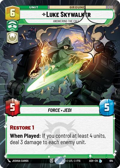 Luke Skywalker - Answering the Call - 614 - Legendary (Hyperspace Foil) - Ashes of the Empire