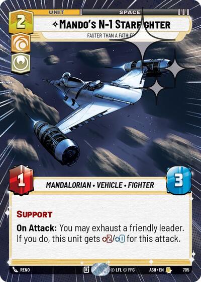 Mando's N-1 Starfighter - Faster than a Fathier - 705 - Rare (Hyperspace Foil) - Ashes of the Empire