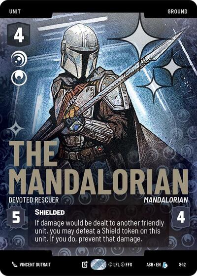 The Mandalorian - Devoted Rescuer - 842 - Legendary (Prestige Foil) - Ashes of the Empire