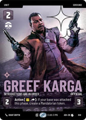 Greef Karga - Introductions are in Order - 849 - Uncommon (Prestige Foil) - Ashes of the Empire