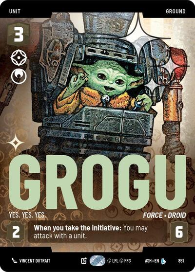 Grogu - Yes. Yes. Yes. - 851 - Legendary (Prestige Foil) - Ashes of the Empire