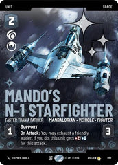 Mando's N-1 Starfighter - Faster than a Fathier - 857 - Rare (Prestige Foil) - Ashes of the Empire