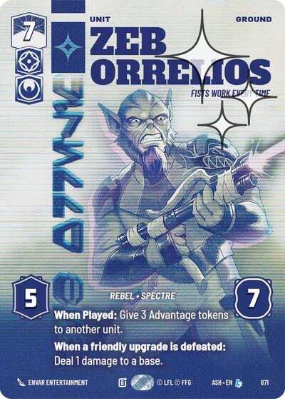 Zeb Orrelios - Fists Work Every Time - 871 - Legendary (Prestige Foil) - Ashes of the Empire
