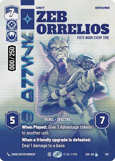 Zeb Orrelios - Fists Work Every Time (Serialized) - 918 - Legendary - Ashes of the Empire