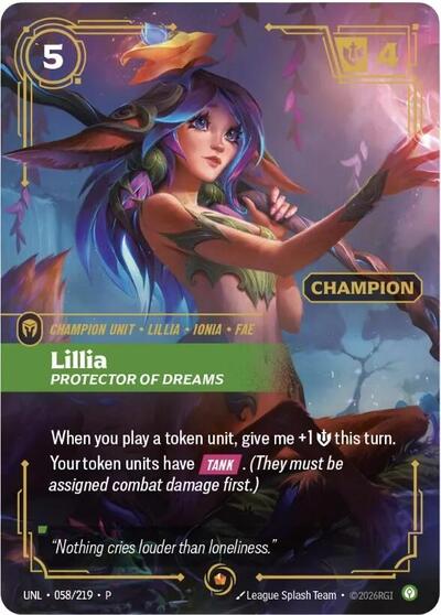 Lillia, Protector of Dreams (Champion) - 058/219 - Promo - Riftbound Organized Play Promotional Cards