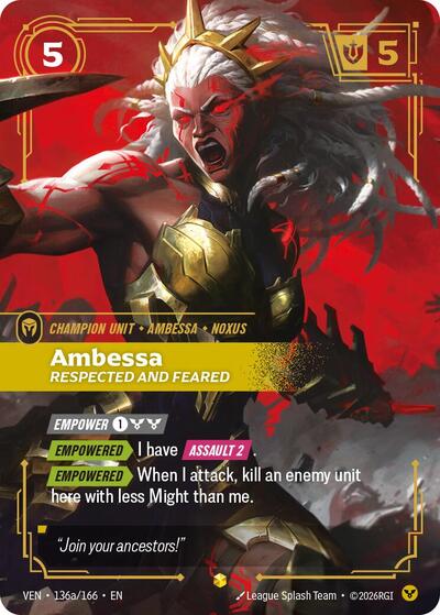 Ambessa, Respected and Feared - 136a/166 - Showcase (Alternate Art) - Vendetta
