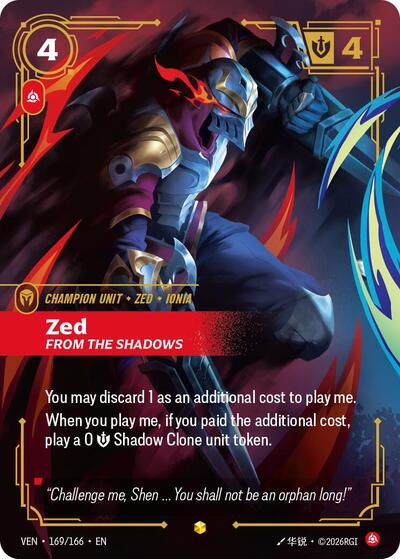Zed, From the Shadows - 169/166 - Showcase (Overnumbered) - Vendetta