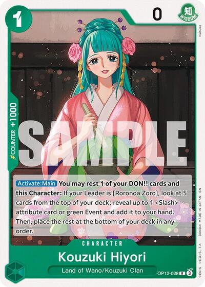 Kouzuki Hiyori - OP12-028 - Rare - GREEN Roronoa Zoro