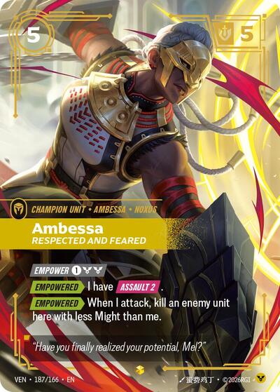 Ambessa, Respected and Feared - 187/166 - Showcase (Overnumbered) - Vendetta
