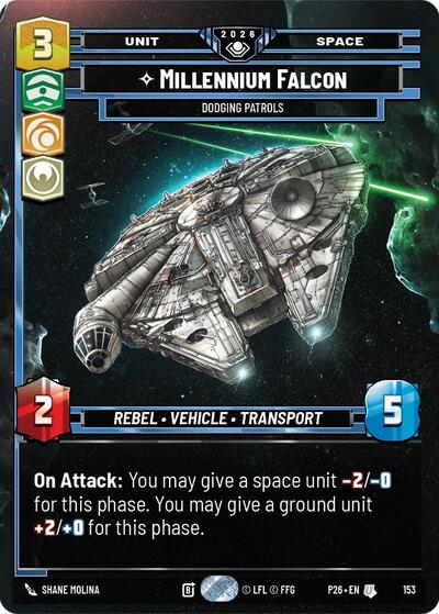 Millennium Falcon - Dodging Patrols (Prize Wall) - 153 - Uncommon (Foil) - Galactic Championship 2026