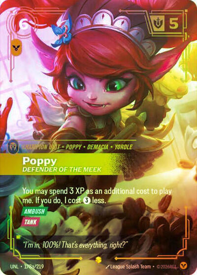 Poppy, Defender of the Meek - 178a/219 - Promo (Alternate Art) - Riftbound Organized Play Promotional Cards