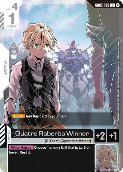 Quatre Raberba Winner (Event Pack 02) - GD05-100 - UNCOMMON - Gundam Promotional Cards