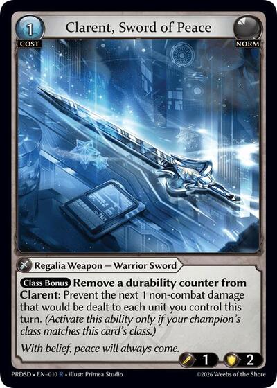 Clarent, Sword of Peace - 010 - Rare - .asphodel/paradise Starter Decks