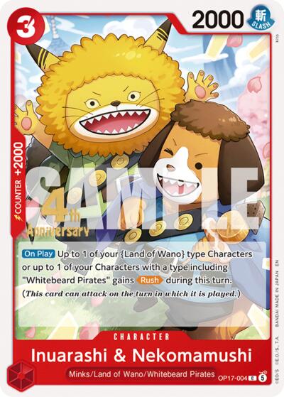 Inuarashi & Nekomamushi - OP17-004 - Common - The World's Strongest Warriors Release Event Cards