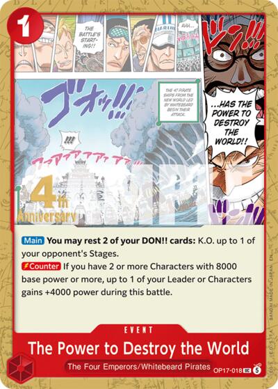 The Power to Destroy the World - OP17-018 - Uncommon - The World's Strongest Warriors Release Event Cards