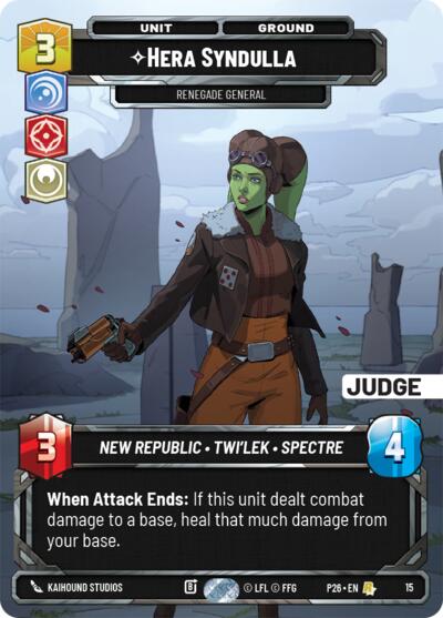 Hera Syndulla -  Renegade General - 15 - Rare - Judge Promos