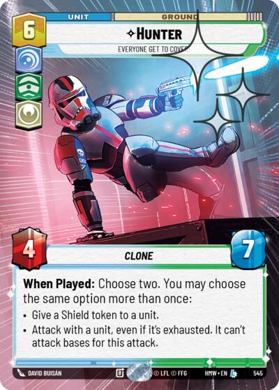 Hunter - Everyone Get to Cover! - 545 - Legendary (Hyperspace Foil) - Homeworlds
