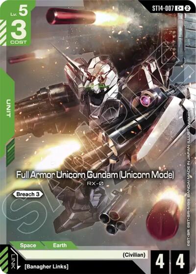 Full Armor Unicorn Gundam (Unicorn Mode) (C+) - ST14-007 - Full Art Common - Starter Deck 14: Heavy Dominion