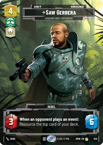 Saw Gerrera - Shadowlands Insurgent - 845 - Rare (Prestige) - Homeworlds