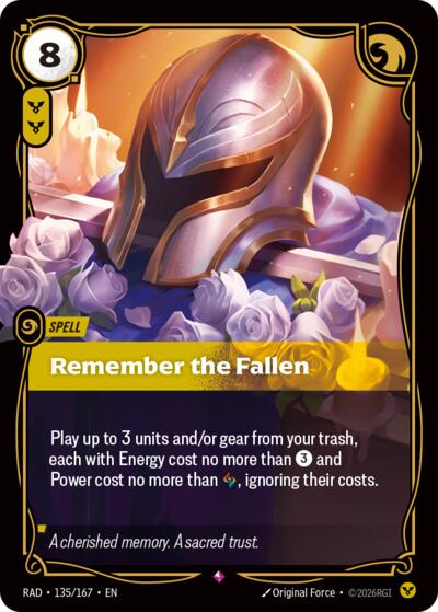 Remember the Fallen - 135/167 - Rare - Radiance