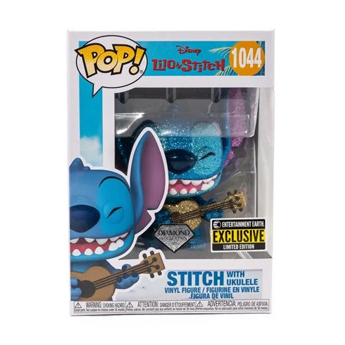 Lilo & Stitch Stitch with Ukulele Diamond Glitter Funko Pop! Vinyl Figure #1044 - Entertainment Earth Exclusive