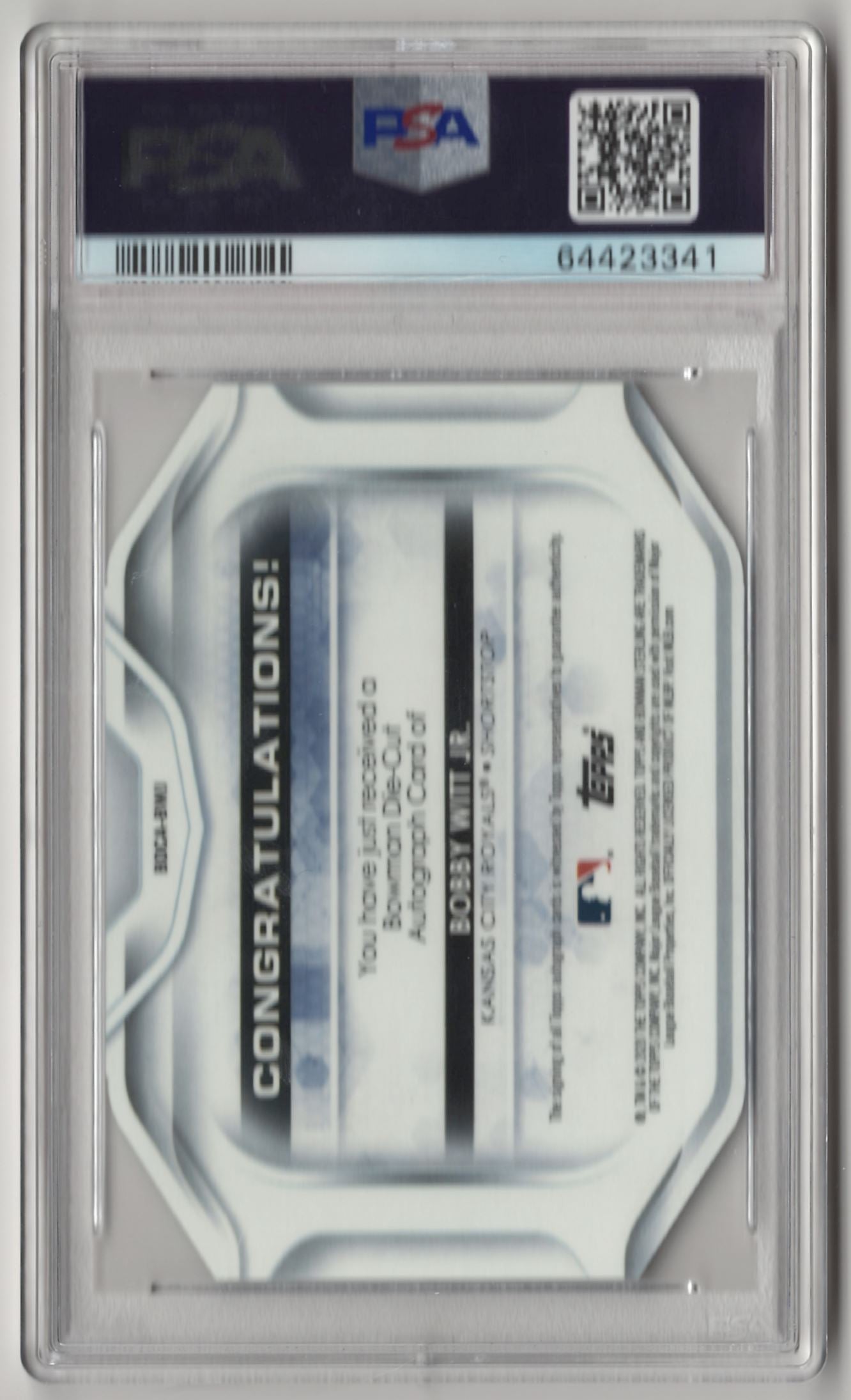 2020 Bowman Sterling Bobby Witt JR. Bowman Die-Cut Auto - PSA 10