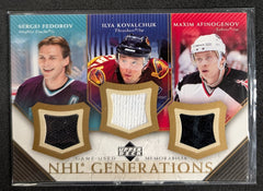 2005-06 Upper Deck NHL Generation Game Used Federov/Kovalchuk/Afinogenov #T-FKA