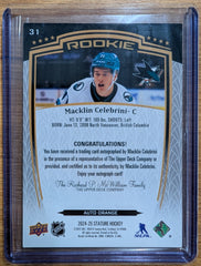 2024-25 Upper Deck Stature Macklin Celebrini Autograph /50